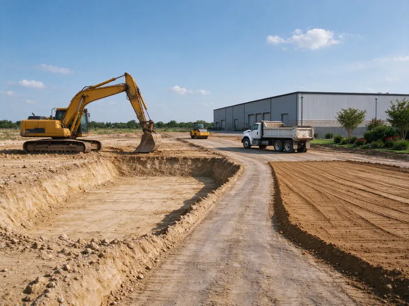 Commercial excavation cut and fill zones in Frisco, Texas