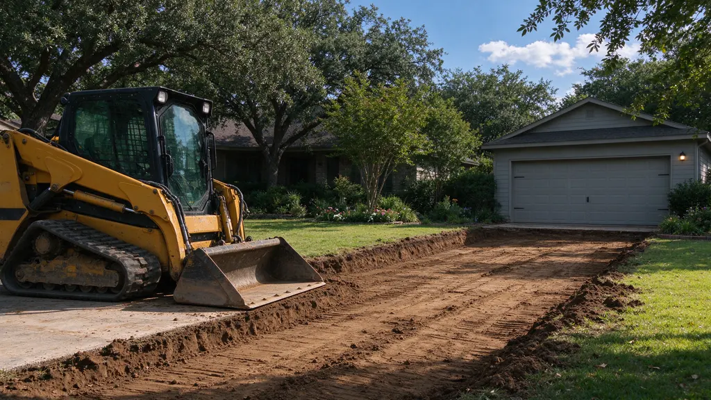 Driveway subgrade excavation before paving in Frisco, Texas