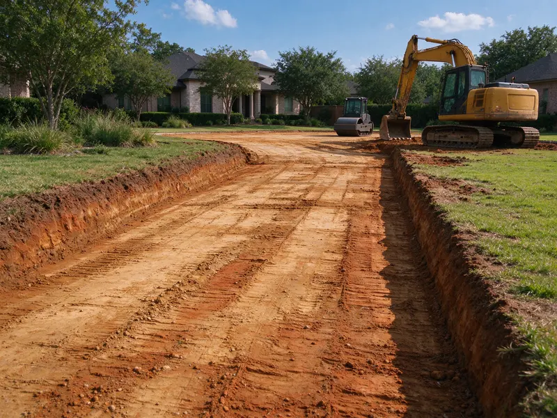 Driveway subgrade handoff in Frisco, Texas