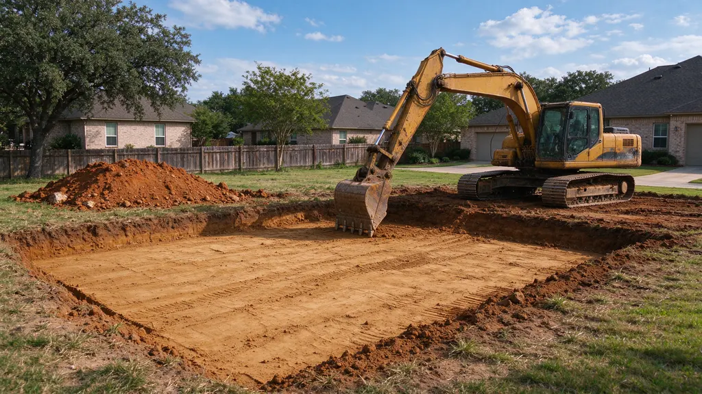 Excavation and prepared work area in Prosper, Texas