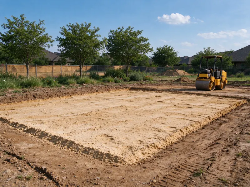 Fill placement ready for compaction in Frisco, Texas