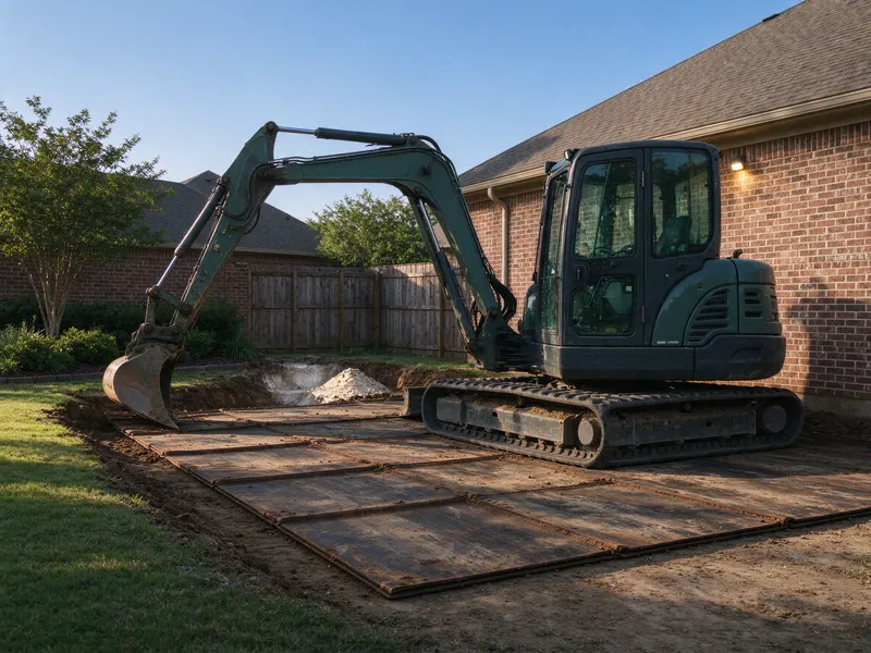 Ground protection through side yard in Frisco, Texas