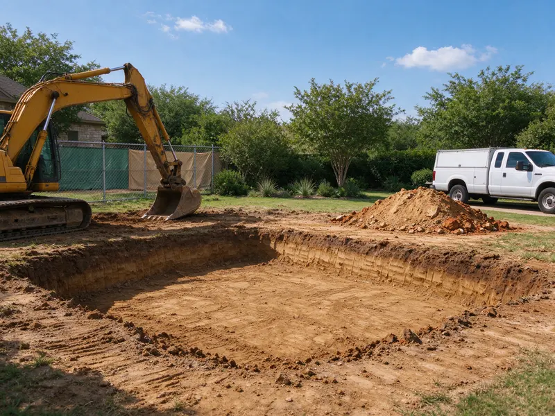 Shallow residential cut and separate spoil in Frisco, Texas
