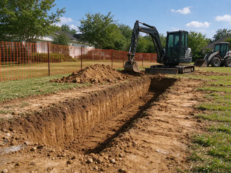 Trench handoff before utility installation in Frisco, Texas